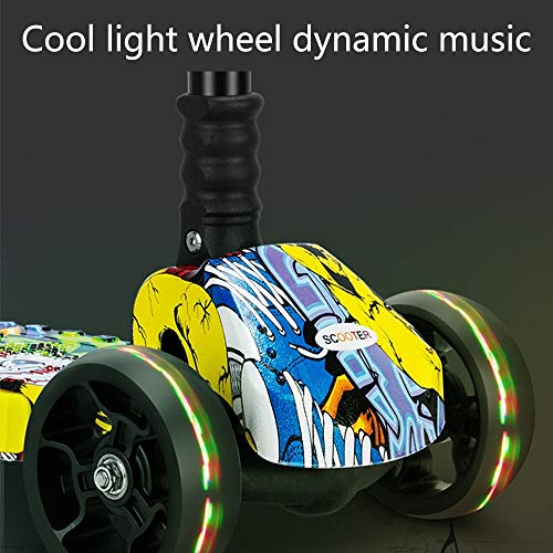 Raincoat 4-Wheel Scooter-with LED Light-Emitting Wheel with Dynamic Music Adj...