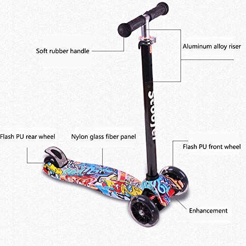 Raincoat 4-Wheel Scooter with Pu Flash Wheels is Removable The Handle Height ...