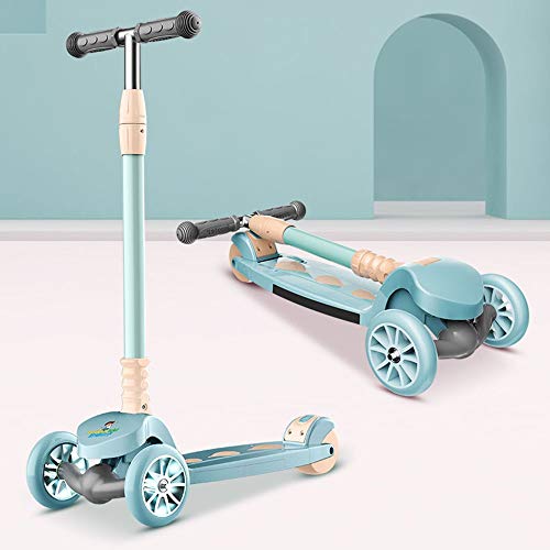 Raincoat Children's 4-Wheel Scooter-tilt Steering-Foldable and Height Adjusta...