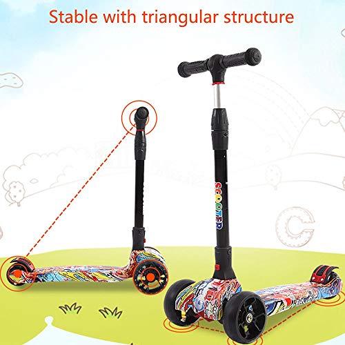 Raincoat Four Wheel Scooter-Foldable and Height Adjustable-Flashing LED Light...