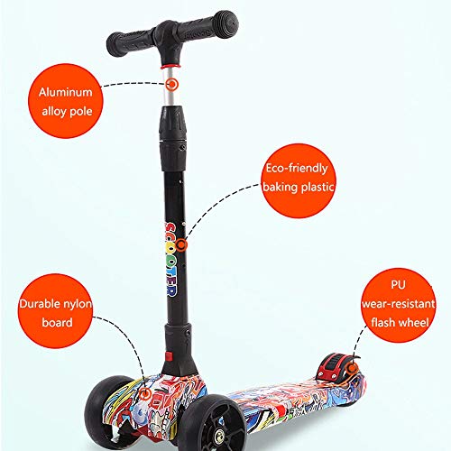 Raincoat Four Wheel Scooter-Foldable and Height Adjustable-Flashing LED Light...