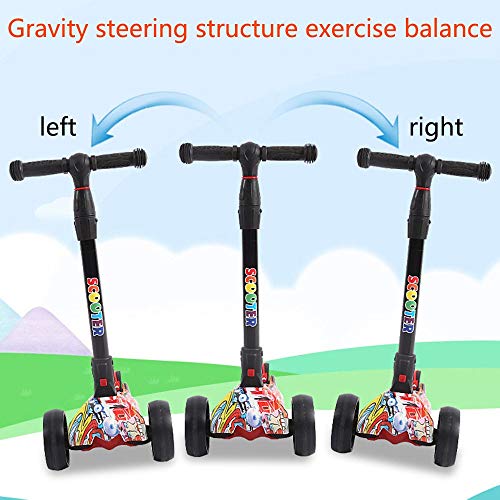 Raincoat Four Wheel Scooter-Foldable and Height Adjustable-Flashing LED Light...