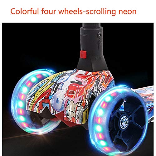 Raincoat Four Wheel Scooter-Foldable and Height Adjustable-Flashing LED Light...