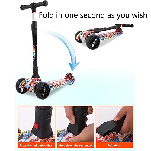 Raincoat Four Wheel Scooter-Foldable and Height Adjustable-Flashing LED Light...