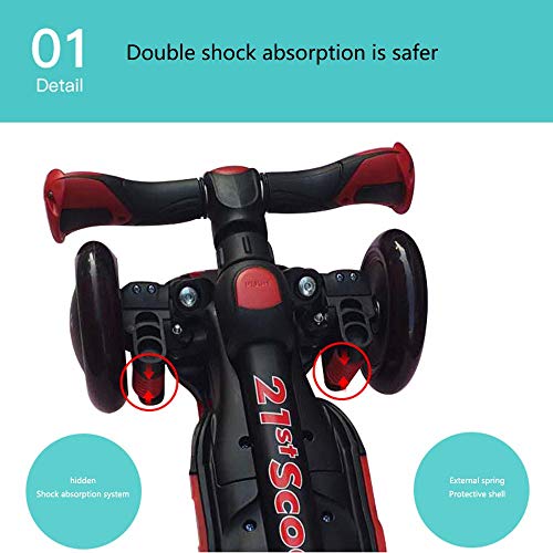 Raincoat Kids 3 Wheel Scooter Featuring Led Light-Up Wheels Adjustable Height...