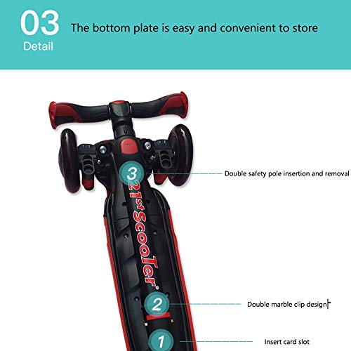 Raincoat Kids 3 Wheel Scooter Featuring Led Light-Up Wheels Adjustable Height...