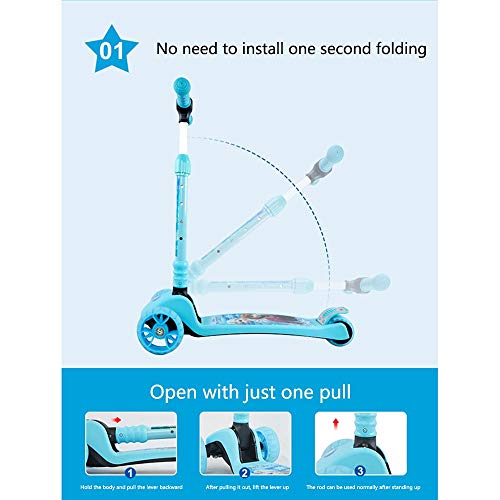 Raincoat Kids 4 Wheel Scooter Adjustable Height Featuring Led Light-Up Wheels...