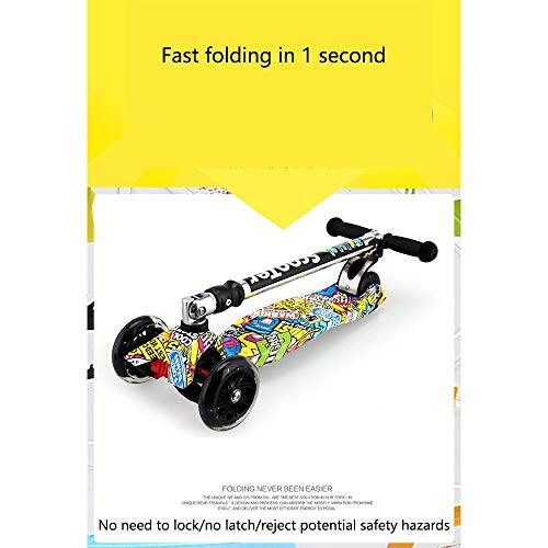 Raincoat Kids 4 Wheel Scooter Anti-Slip Deck Lean to Steer Adjustable Height ...