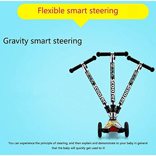 Raincoat Kids 4 Wheel Scooter Anti-Slip Deck Lean to Steer Adjustable Height ...