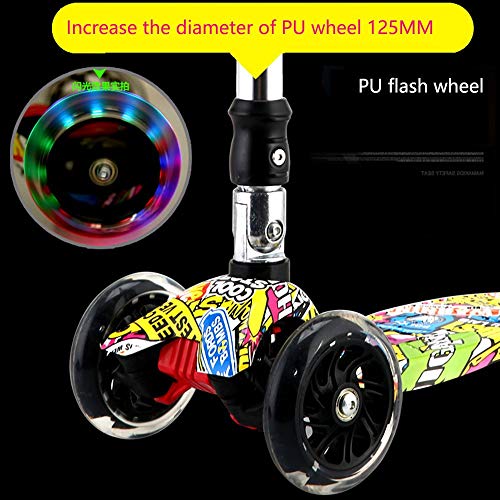 Raincoat Kids 4 Wheel Scooter Anti-Slip Deck Lean to Steer Adjustable Height ...