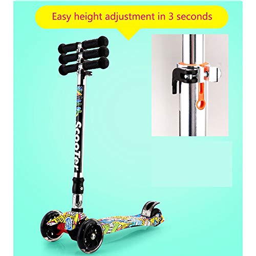 Raincoat Kids 4 Wheel Scooter Anti-Slip Deck Lean to Steer Adjustable Height ...