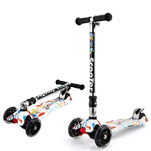 Raincoat Kids 4 Wheel Scooter Anti-Slip Deck Lean to Steer Adjustable Height ...