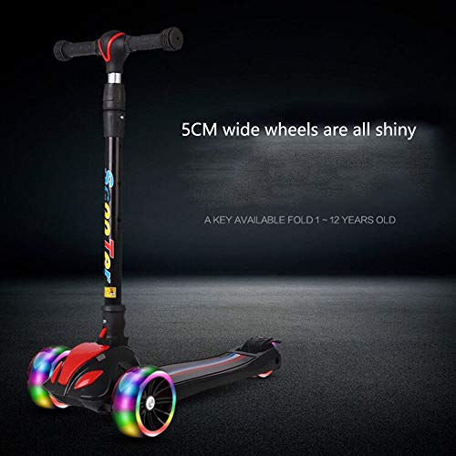 Raincoat Kids 4 Wheel Scooter Featuring Led Light-Up Wheels Adjustable Height...