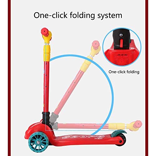 Raincoat Kids 4 Wheel Scooter Featuring Led Light-Up Wheels Adjustable Height...