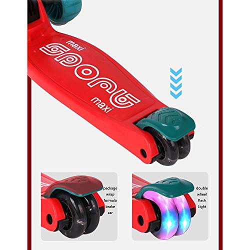 Raincoat Kids 4 Wheel Scooter Featuring Led Light-Up Wheels Adjustable Height...