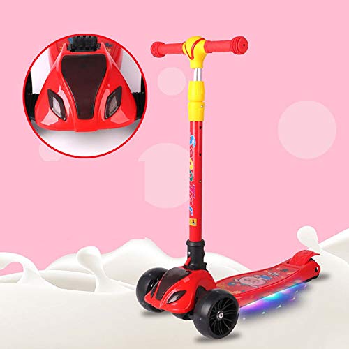 Raincoat Kids 4 Wheel Scooter Featuring Led Light-Up Wheels Adjustable Height...