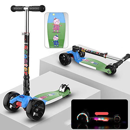 Raincoat Kids Foldable 4 Wheel Scooter Height Adjustable Kick Scooters with w...