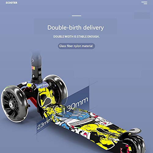 Raincoat The 4-Wheeled Children's Scooter with Led Lights can Be Folded and T...