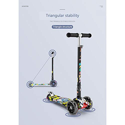 Raincoat The 4-Wheeled Children's Scooter with Led Lights can Be Folded and T...