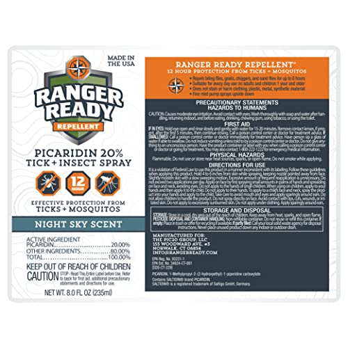 Ranger Ready Picaridin 20% Tick & Insect Repellent, Night Sky Scent Deet-Free...