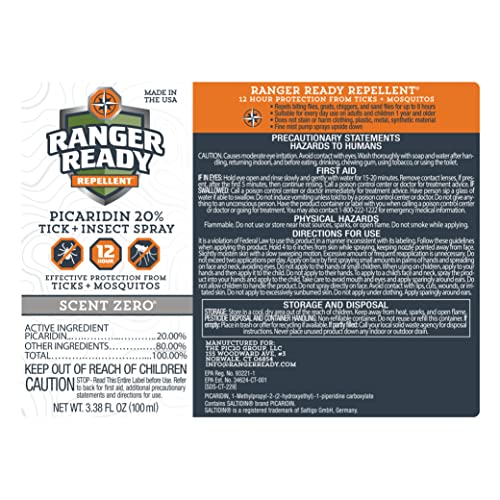 Ranger Ready Picaridin 20% Tick & Insect Repellent, Scent Zero Deet-Free Bug ...