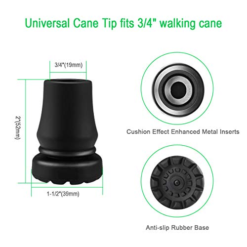 Ranger5 Cane Tip, Non-Slip Rubber Universal Walking Cane Tip Replacement Foot...