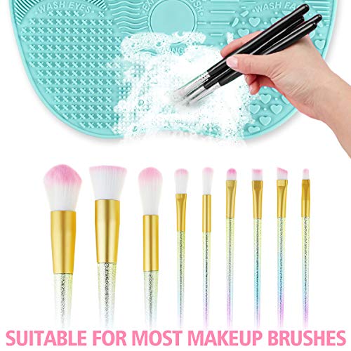 Ranphykx Silicon Makeup Brush Cleaning Mat Makeup Brush Cleaner 9x6.6 inch Bi...