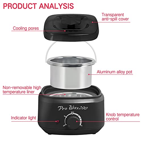 Ranrose Wax Warmer for Hair Removal Black, 500ML Melting Wax Pot Machine Elec...