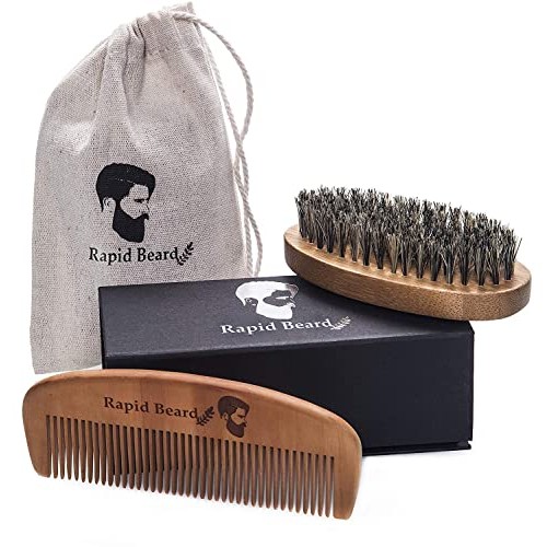 Beard Brush and Beard Comb kit for Men Grooming, Styling & Shaping - Handmade...
