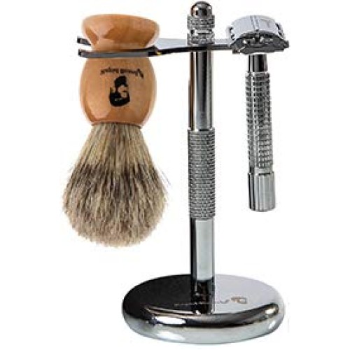 Shaving Kit for Men Wet Shave - Safety Razor with 10 blades, Shaving Badger H...