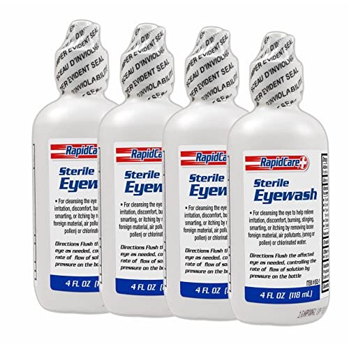 Rapid Care First Aid 652-4 Sterile Saline Isotonic Eye Wash Solution 4 oz, FD...