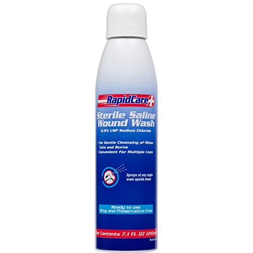 Rapid Care First Aid 665-6 Sterile Saline Wound Wash Spray 7.1oz, Cleans Cuts...