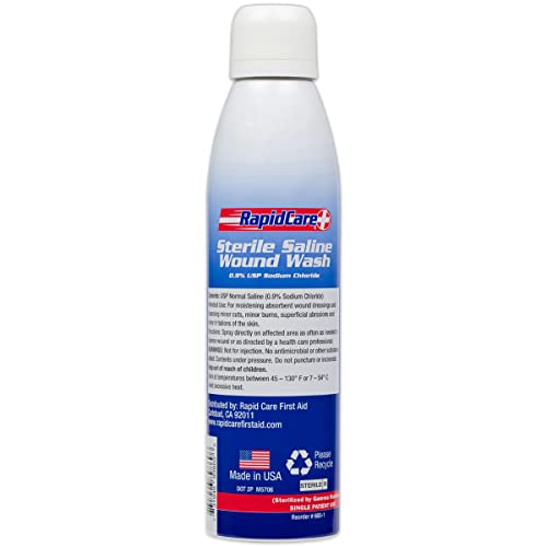 Rapid Care First Aid 665-6 Sterile Saline Wound Wash Spray 7.1oz, Cleans Cuts...