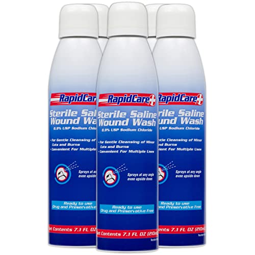 Rapid Care First Aid 665-6 Sterile Saline Wound Wash Spray 7.1oz, Cleans Cuts...