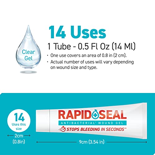 Rapid-Seal Antibacterial Wound Gel (1 Count) | Stops Bleeding in Seconds, Ide...