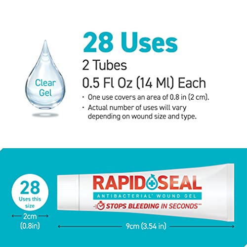 Rapid-Seal Antibacterial Wound Gel (2 Count) | Stops Bleeding in Seconds, Ide...