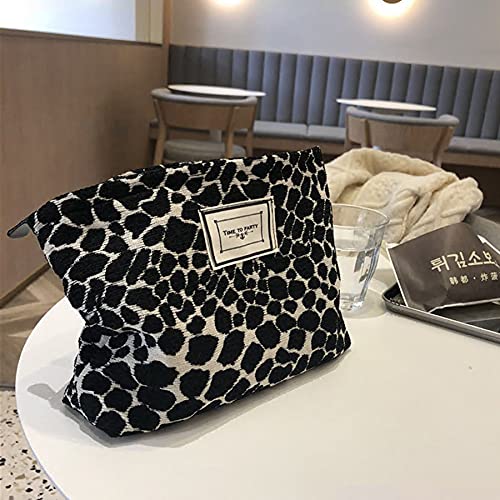 RARITYUS Women Fashion Leopard Print Makeup Bag Canvas Cosmetic Bag Travel Be...