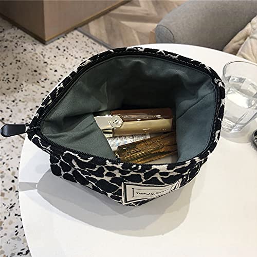 RARITYUS Women Fashion Leopard Print Makeup Bag Canvas Cosmetic Bag Travel Be...