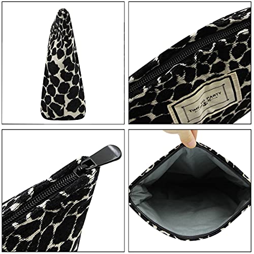 RARITYUS Women Fashion Leopard Print Makeup Bag Canvas Cosmetic Bag Travel Be...