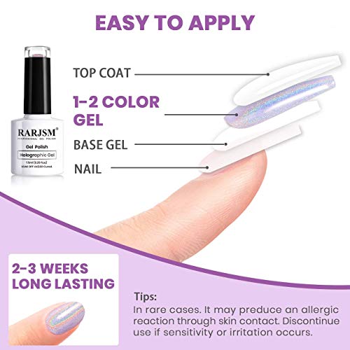 RARJSM Holographic Nail Polish Gorgeous Glossy Holographic Soak off 1PCS 7.5M...