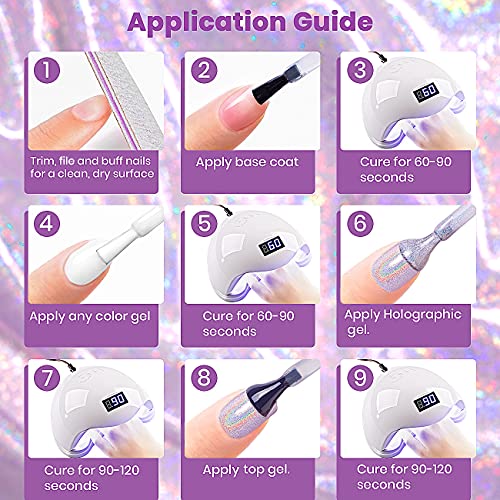 RARJSM Holographic Nail Polish Gorgeous Glossy Holographic Soak off 1PCS 7.5M...