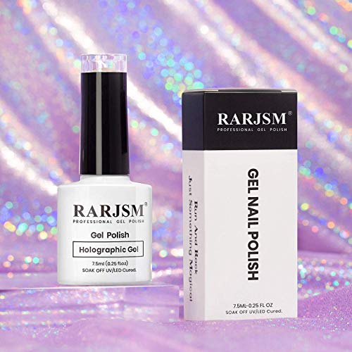 RARJSM Holographic Nail Polish Gorgeous Glossy Holographic Soak off 1PCS 7.5M...