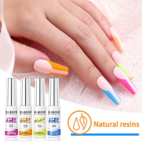 RARJSM Painted Gel Nail Polish Set, Line Art Gel 12 Colors Neon Pink Yellow G...