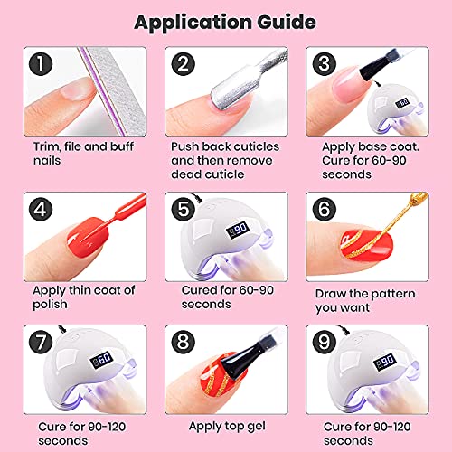 RARJSM Painted Gel Nail Polish Set, Line Art Gel 12 Colors Neon Pink Yellow G...