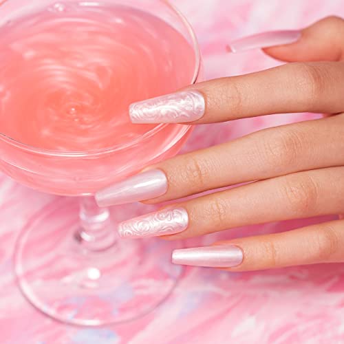 RARJSM Pearl Gel Nail Polish, Light Pink Glitter Drawing Gel Polish Soak Off ...