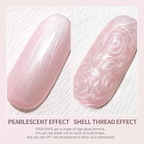 RARJSM Pearl Gel Nail Polish, Light Pink Glitter Drawing Gel Polish Soak Off ...