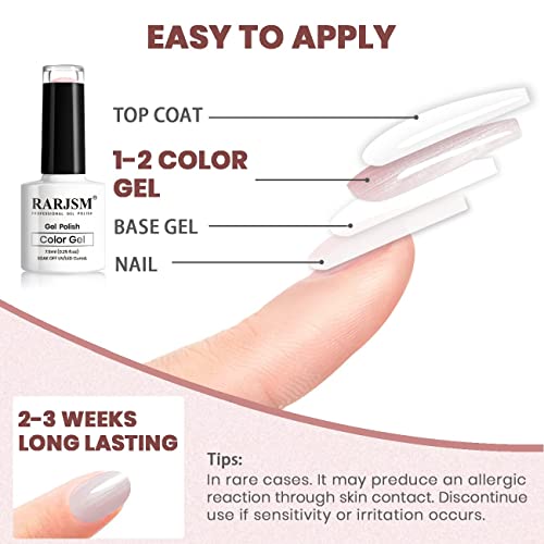 RARJSM Pearl Gel Nail Polish, Light Pink Glitter Drawing Gel Polish Soak Off ...