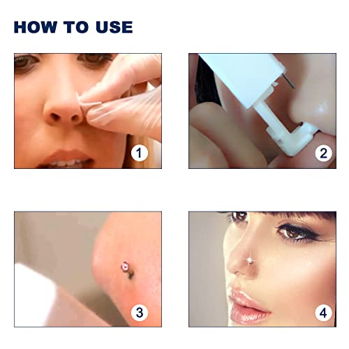 4-Pack Nose Piercing Kit, Disposable Self Piercing Kit with Built-in Nose Stu...
