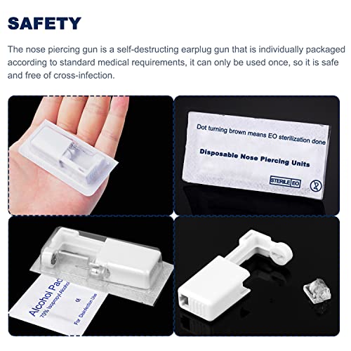 4-Pack Nose Piercing Kit, Disposable Self Piercing Kit with Built-in Nose Stu...