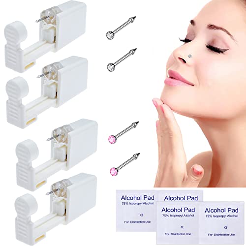 4-Pack Nose Piercing Kit, Disposable Self Piercing Kit with Built-in Nose Stu...
